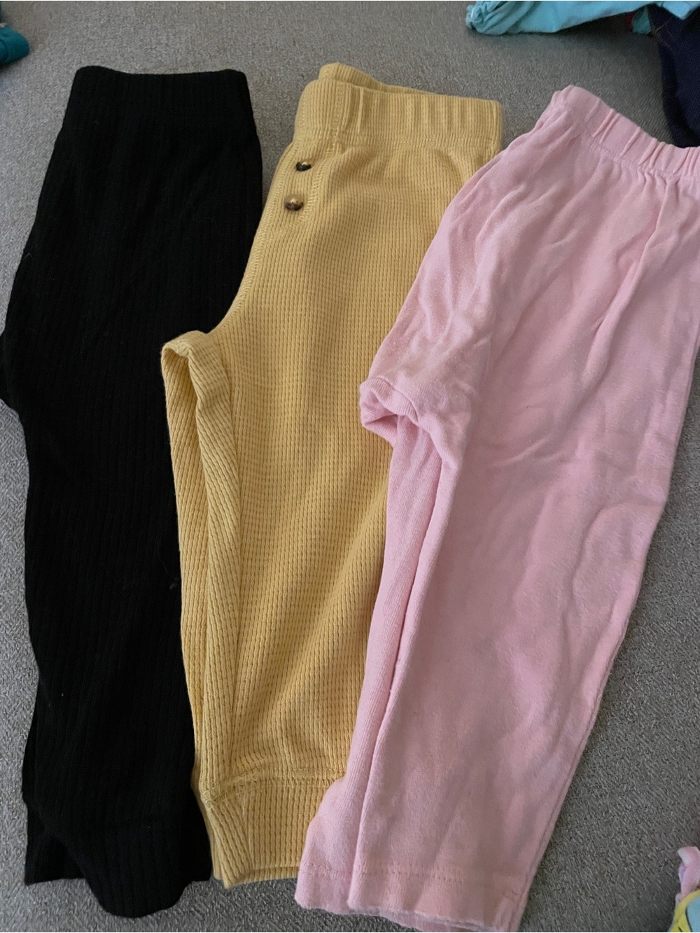 12 Mo Pants - Pink, Mustard, Black